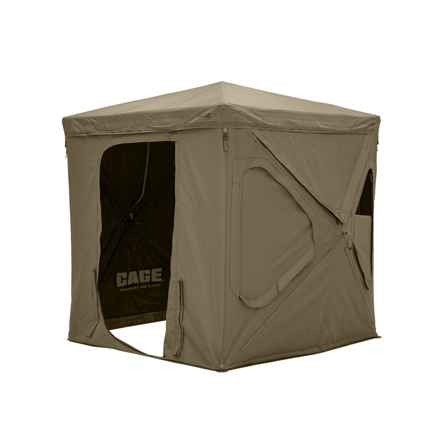 photo blind tent CAGE Permanent Hub Blind R30 Hunting Blind Olive Tan