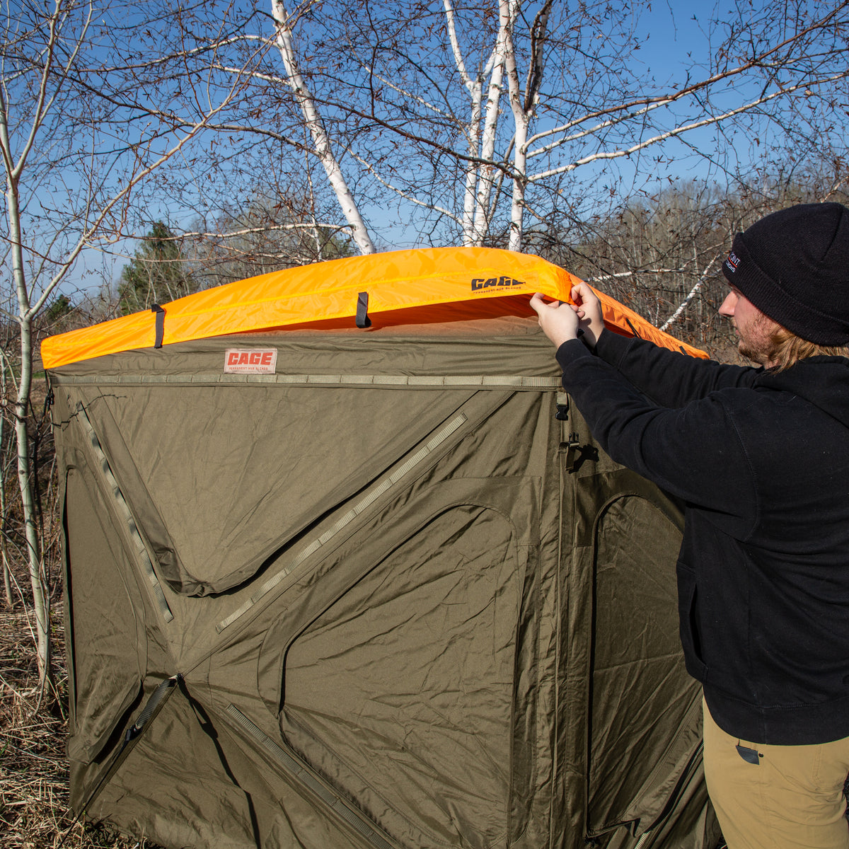CAGE BLINDS Permanent Hub Blinds, Blaze Orange Safety Cap, For Use With